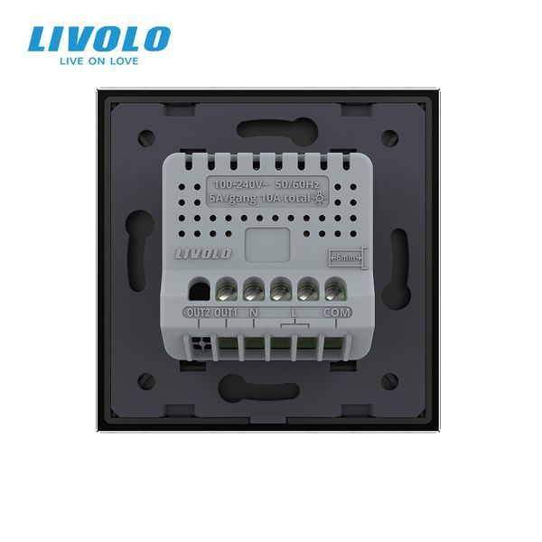 Умный сенсорный Wi-Fi проходной выключатель 1 сенсор Livolo стекло черный VL-C7FC1SNY-2G-BP