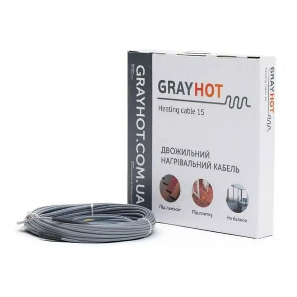 Двухжильный нагревательный тонкий кабель GrayHot универсальный 498Вт 34м 55010286