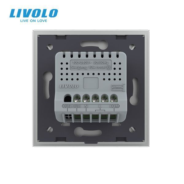 Розумний сенсорний Wi-Fi прохідний вимикач 1 сенсор Livolo скло сірий VL-C7FC1SNY-2G-IP