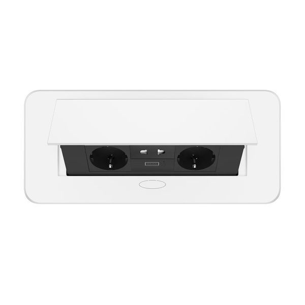 Мебельная тройная розетка Livolo белая для столешницы, USB 10 Вт, розетка 2-в-1, выдвижная, с заземлением VL-SHS013-2TC-T25-UA-BP-W