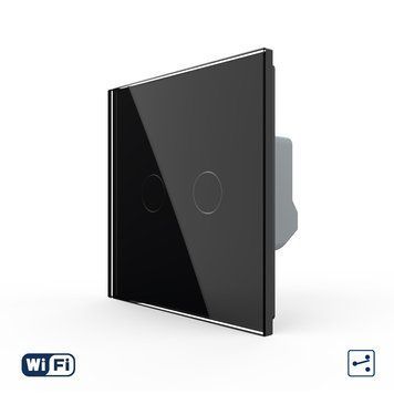 Розумний сенсорний Wi-Fi прохідний вимикач 2 сенсора Livolo скло чорний VL-C7FC2SNY-2G-BP