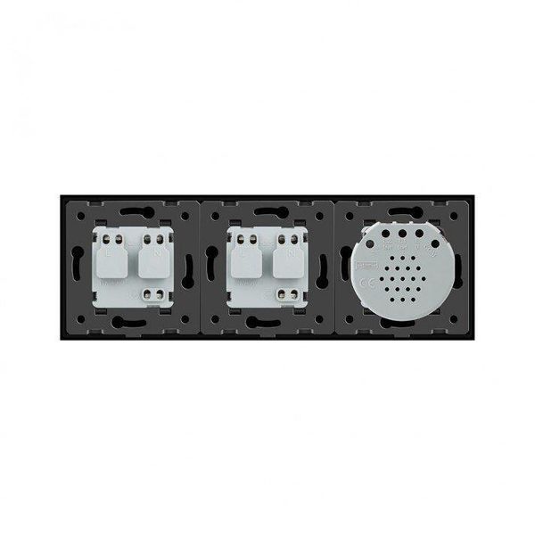 Сенсорный проходной выключатель 2 сенсора 2 розетки Livolo стекло серый VL-C702S/C7C2EU-15