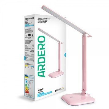 Настольная LED лампа, настольный светодиодный светильник Ardero DE1725ARD 9W 6500K розовый 01956