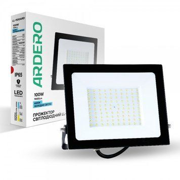 Світлодіодний прожектор Ardero LL-1100ARD 100W 9000Lm 6500K, чорний, вуличний, вологозахищений 80019