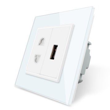 Розетка универсальная с USB розеткой Livolo стекло белый VL-C7C1AUSB-11