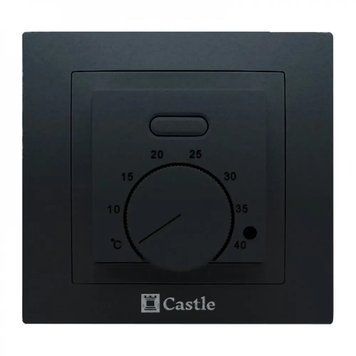Терморегулятор механічний Castle AC308H з датчиком температури підлоги чорний глянець 55015674