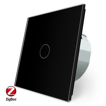 Умный сенсорный ZigBee выключатель 1 сенсор Livolo стекло черный VL-C701Z-12